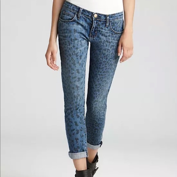 Current/Elliott Denim - Current/Elliott Skinny Indigo Leopard Jeans